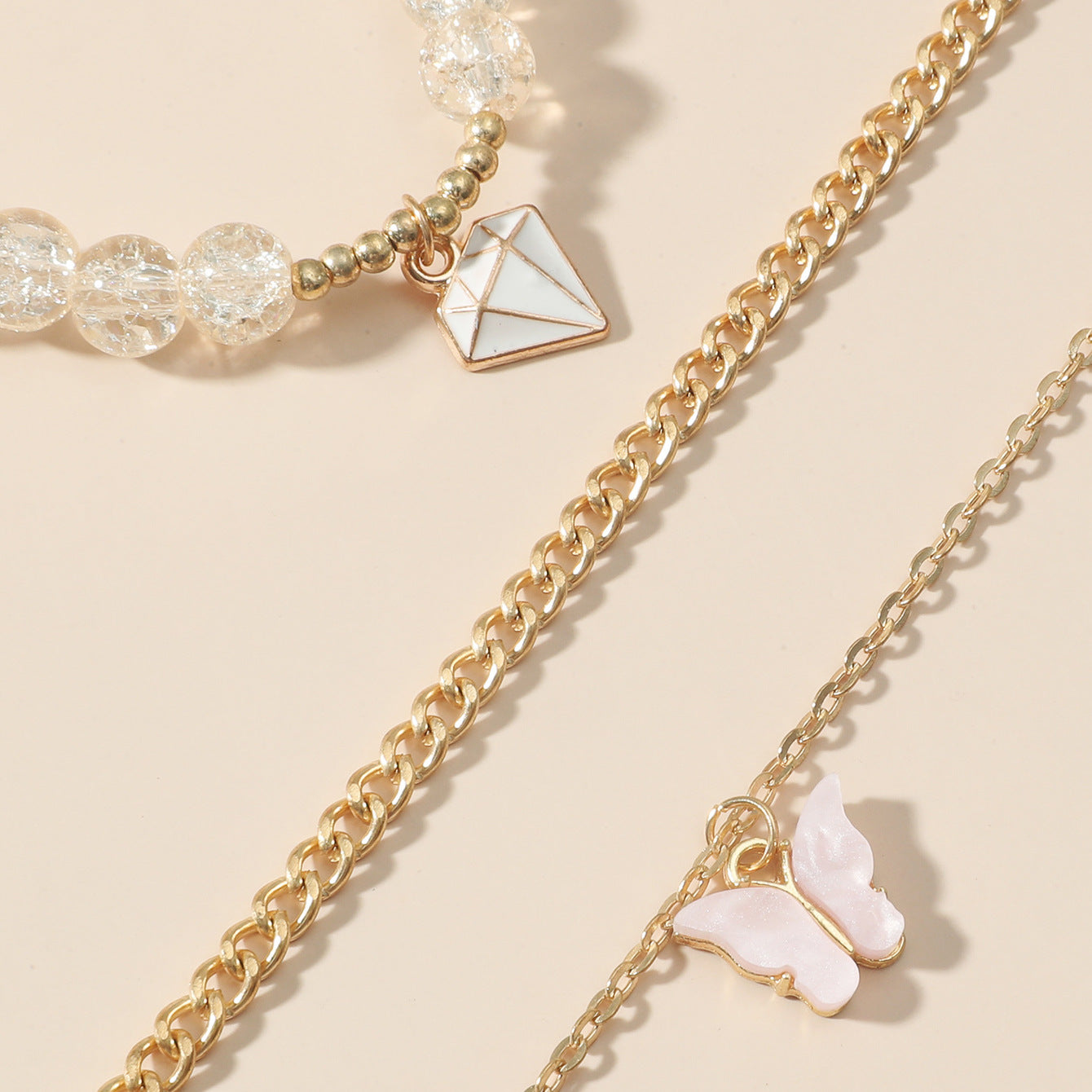 Three-piece Women's Multi-layer Acrylic Butterfly Jewelry